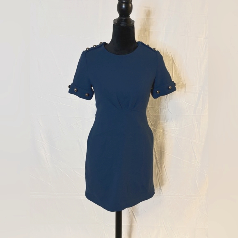 3.1 Phillip Lim Dark Blue Twill Mini Dress With Button Accents